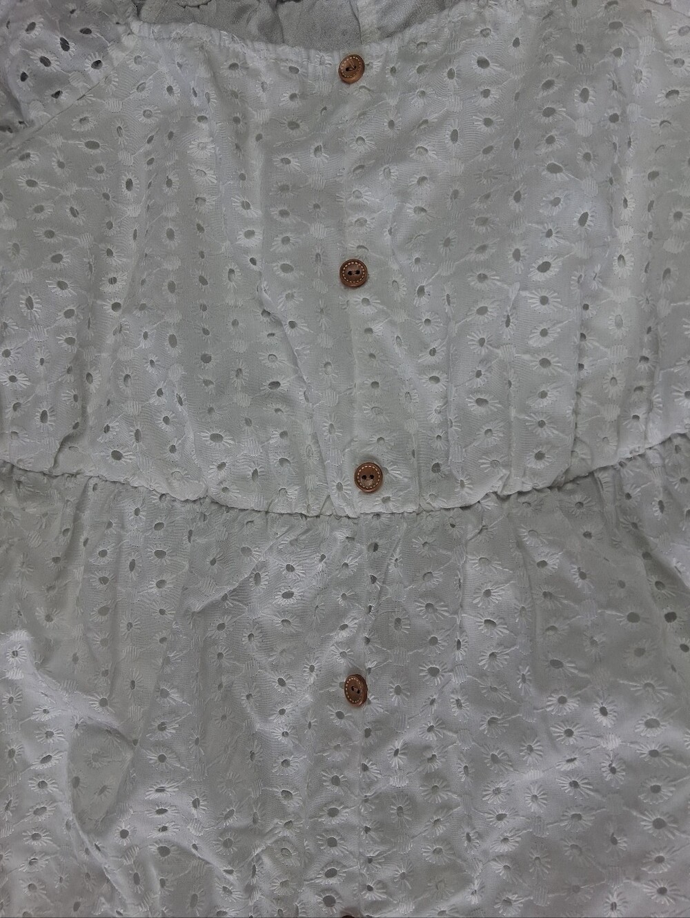 Girls White Eyelet Button-Front Dress - Picture 4 of 11